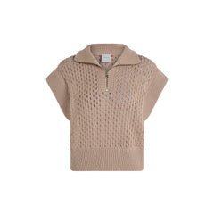 Varley Gaines Half Zip Knit - LIGHT TAUPE