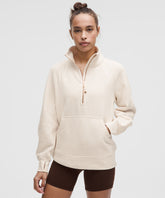 lululemon Scuba Oversized Funnel-Neck Half-Zip *Long - HEATHERED LIGHT IVORY / GOLD