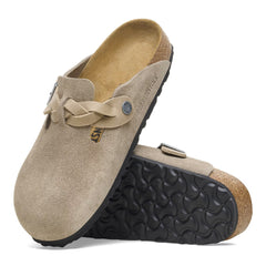 Birkenstock Boston Braided Suede Leather - NARROW -- TAUPE