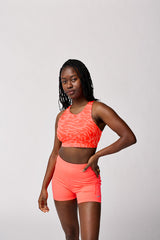 Brooks 3 Pocket Sports Bra - NEO CAYENNE SPEEDSCAPE