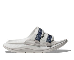 HOKA Ora Luxe Recovery Slide - WHITE / BELLWETHER BLUE