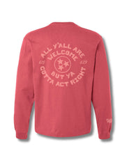Fleet Feet 'Hey Y'all' Long Sleeve - COMMUNITY COLLECTION -- VINTAGE RED