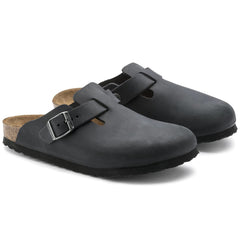 Birkenstock Boston Oiled Leather - REGULAR / WIDE -- BLACK