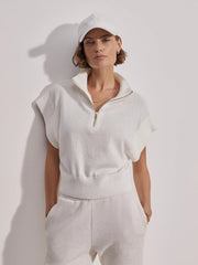 Varley Fulton Cropped Half Zip Knit - SNOW WHITE