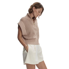 Varley Gaines Half Zip Knit - LIGHT TAUPE