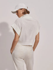 Varley Fulton Cropped Half Zip Knit - SNOW WHITE