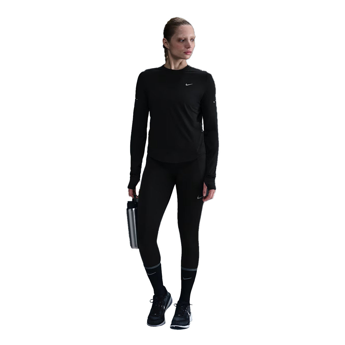 Nike Swift Dri-Fit UV Long Sleeve Crew - BLACK / REFLECTIVE SILVER