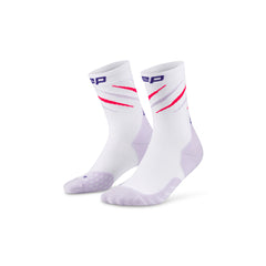 CEP Run Claw Mid Cut Socks - WHITE / LILAC MIX