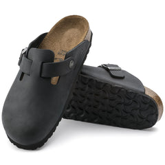 Birkenstock Boston Oiled Leather - REGULAR / WIDE -- BLACK