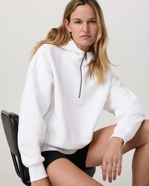 Vuori Restore Relaxed Half Zip Hoodie - WHITE