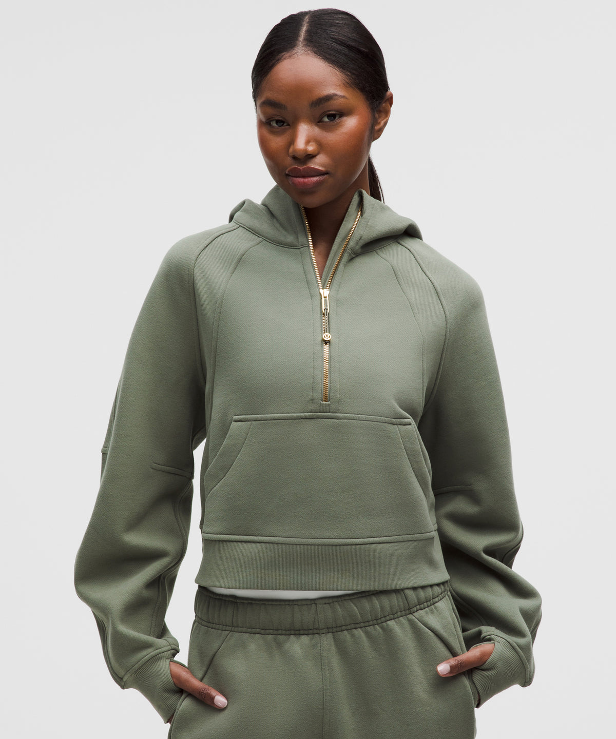 lululemon Scuba Oversized Half-Zip Hoodie - WILLIOW LEAF / GOLD
